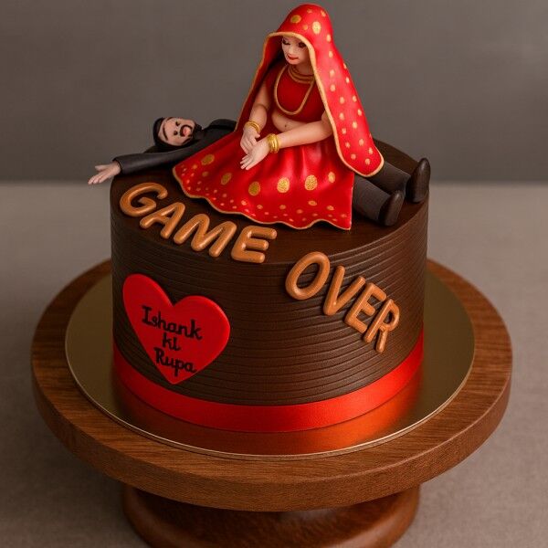 game over cake for bride and groom