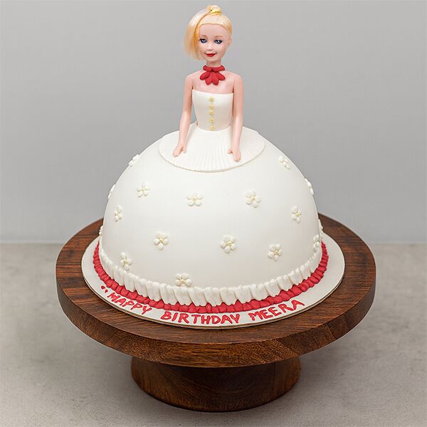Elegant White Barbie Doll Cake