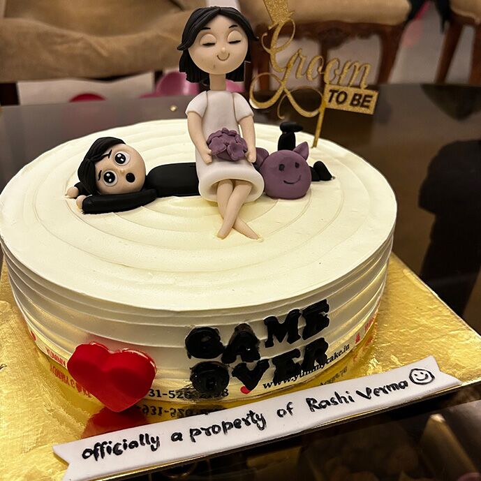 bride to be game over cake design