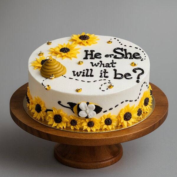 bumble bee theme gender reveal cake