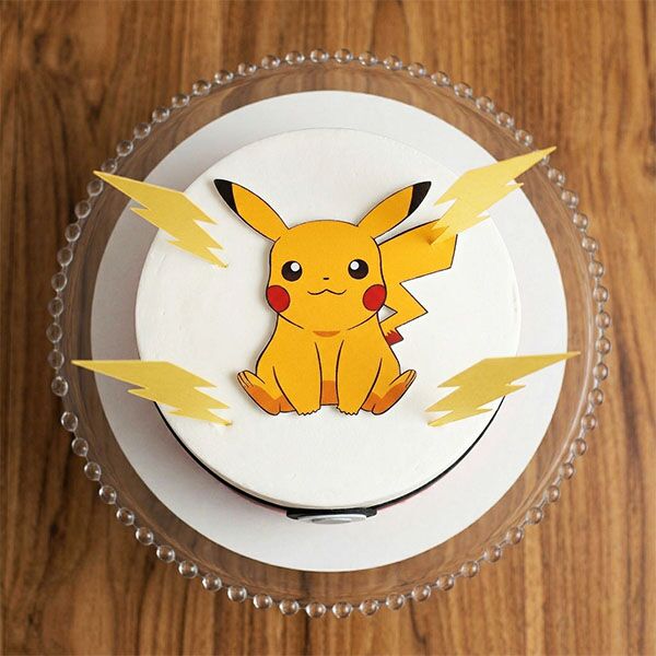 pikachu lightning theme cake top view
