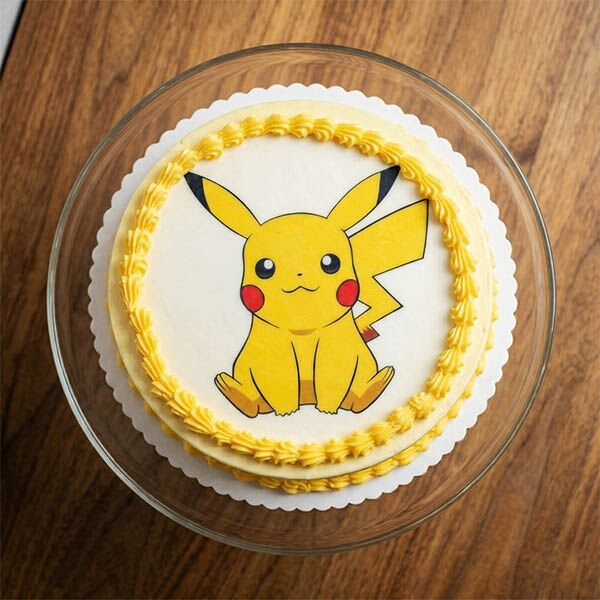 pikachu photo print cake top view
