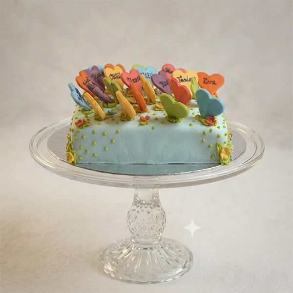 farewell memory hearts cake front view