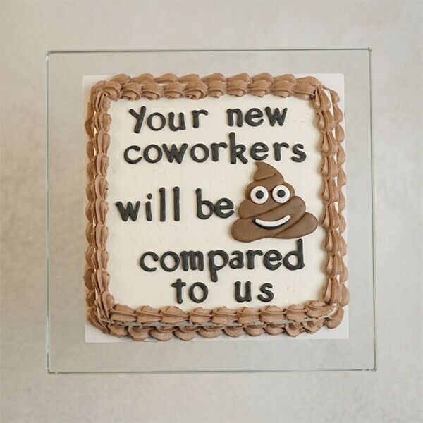 goodbye coworker humor cake top view