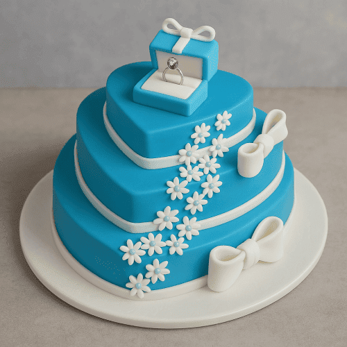 3 tier heart shaped engagement cake