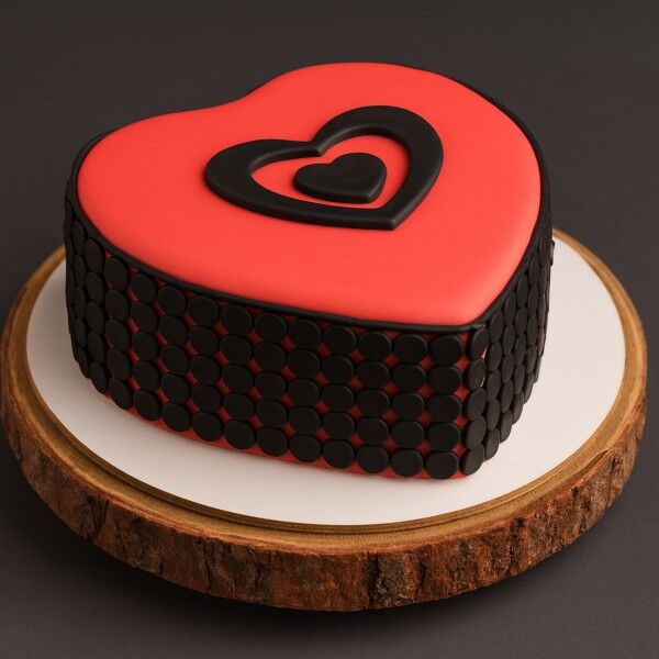 Red and Black Heart Cake
