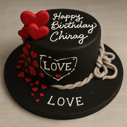 Love Theme Black Birthday Cake