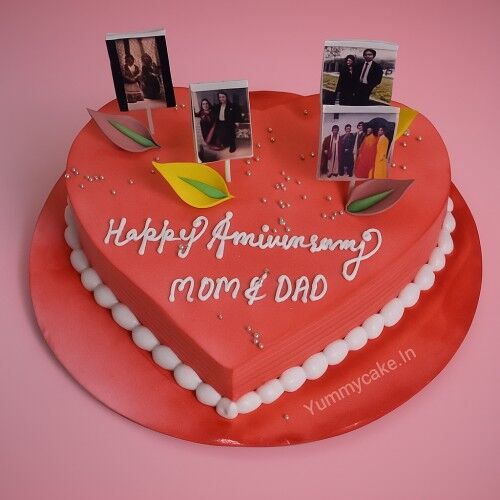 Heart Shaped Happy Anniversary Cake