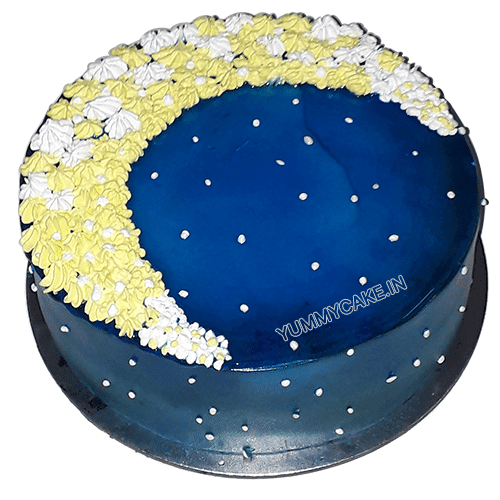 Moon shaped karva chauth cake