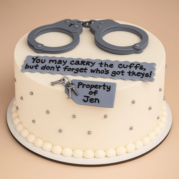 Handcuff cake for bachelor party