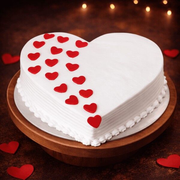 creamy heart shaped cake