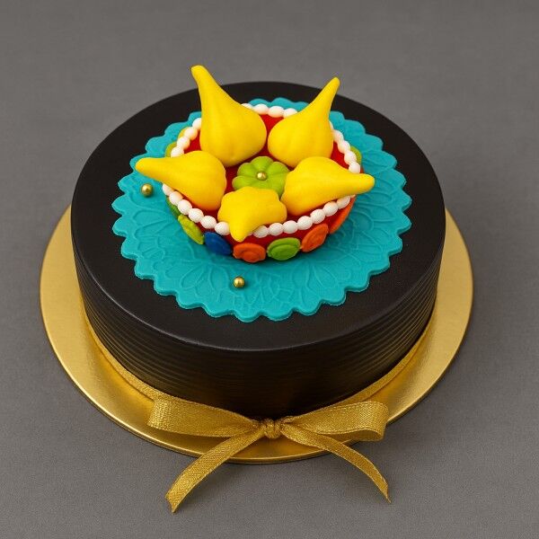 Chocolate Cake with Fondant Modak for Ganesh Chaturthi