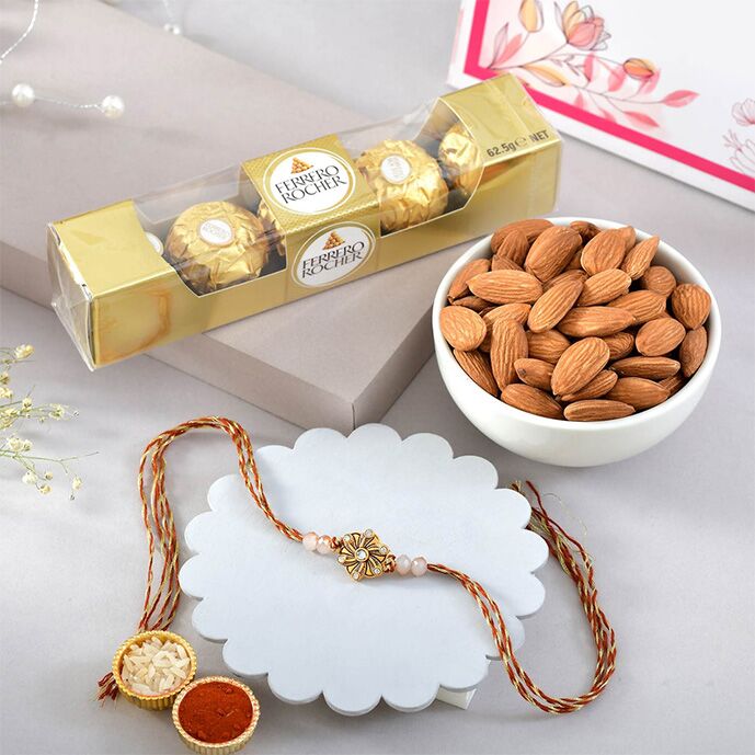 Rakhi with Almonds & Ferrero Rocher Combo