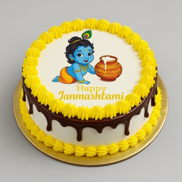 Photo Print Janmashtami Cake
