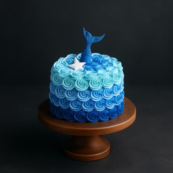 Blue Ombre Mermaid Tail Cake