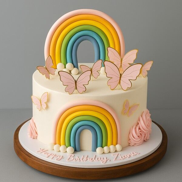 rainbow butterfly cake