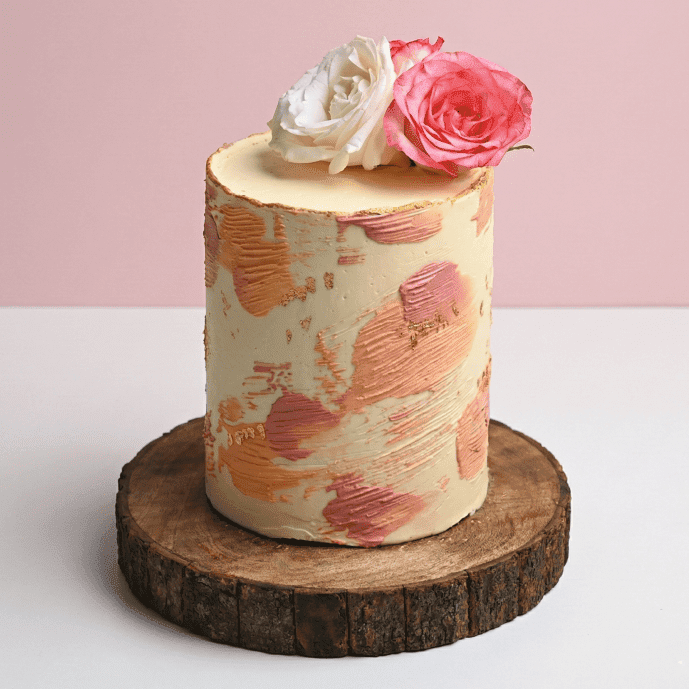 textured floral buttercream cake