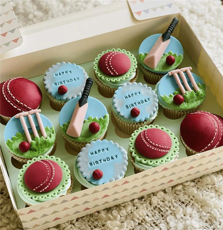 cricket theme cupcakes