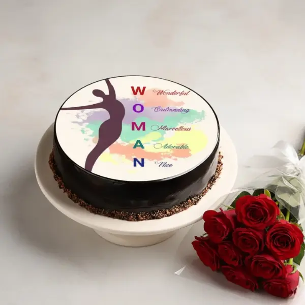 Woman Special Cake with Bouquet