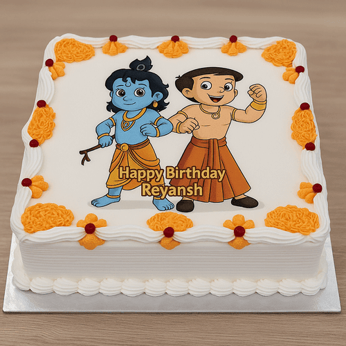 Chota Bheem and Krishna Photo Cake