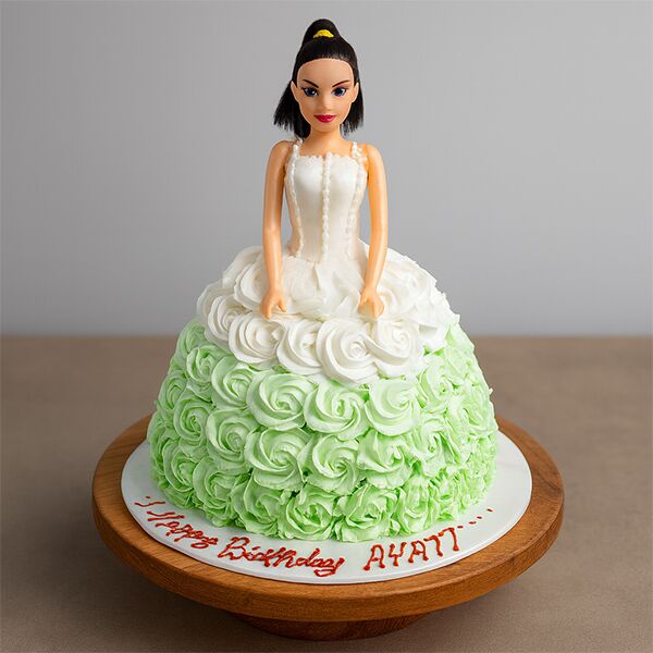Pastel Green Barbie Doll Cake
