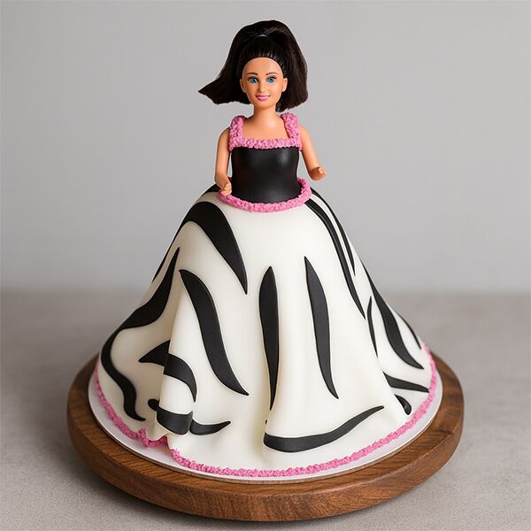 Zebra Print Barbie Doll Cake