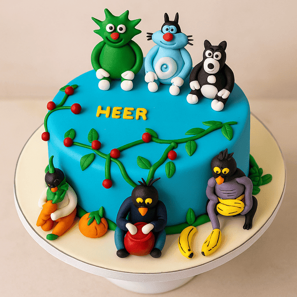 Oggy and the Cockroaches Fondant Cake