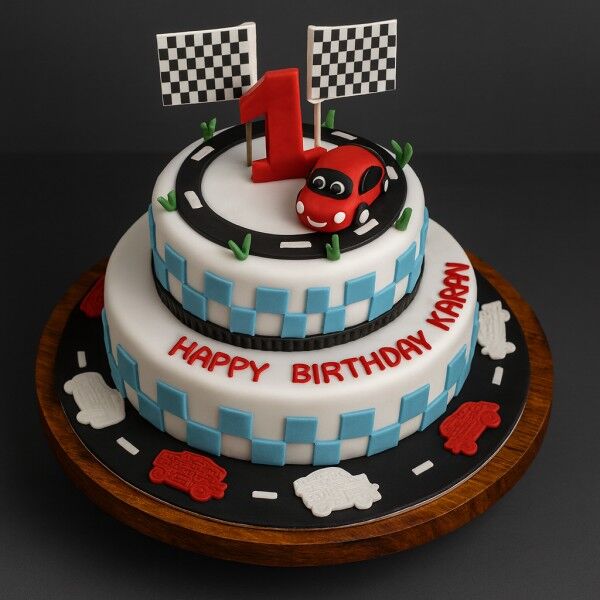Car Rally Theme Birthday Cake
