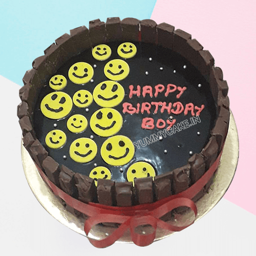 Emoji and kitkat Cake