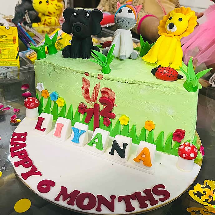 half birthday cake for kids design