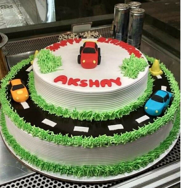 2 tier car birthday cake