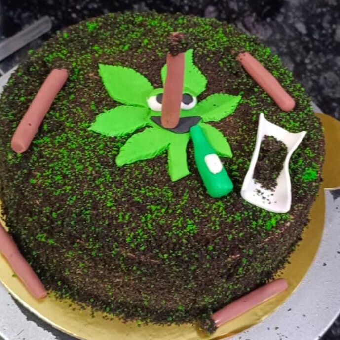 weed theme birthday cake