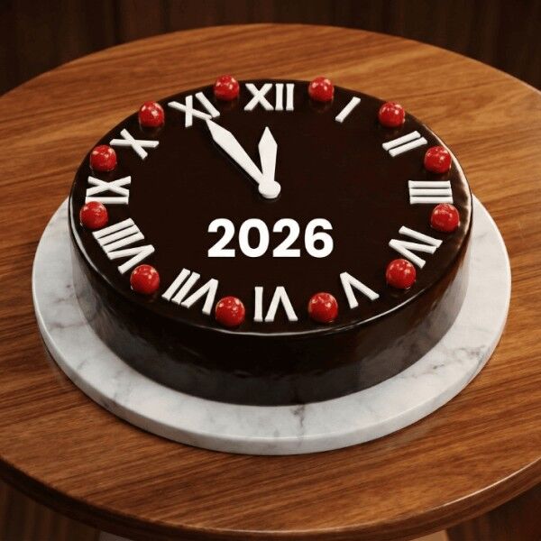 new year clock cake