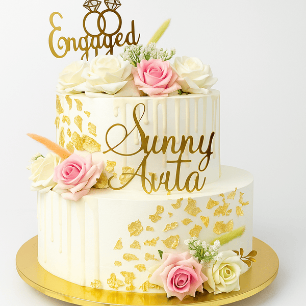 Beautiful 2 Tier Engagement Cake with roses