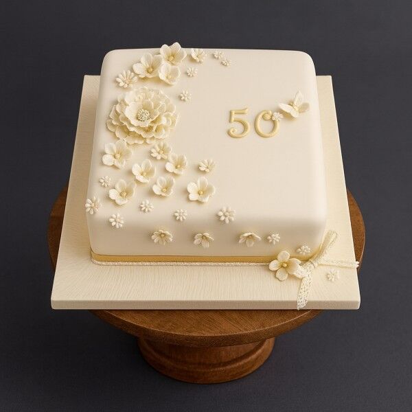 Elegant Floral Square Cake