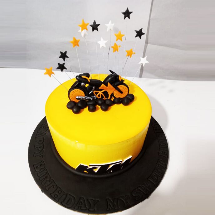 ktm duke bike theme fondant cake