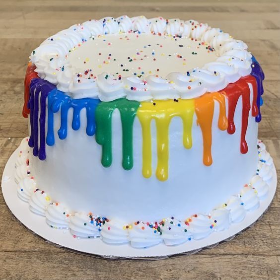 rainbow drip cake design