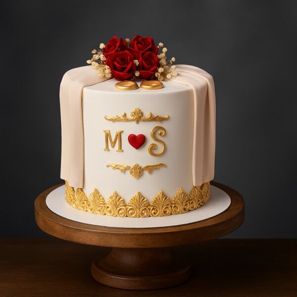 Elegant White and Gold Cake