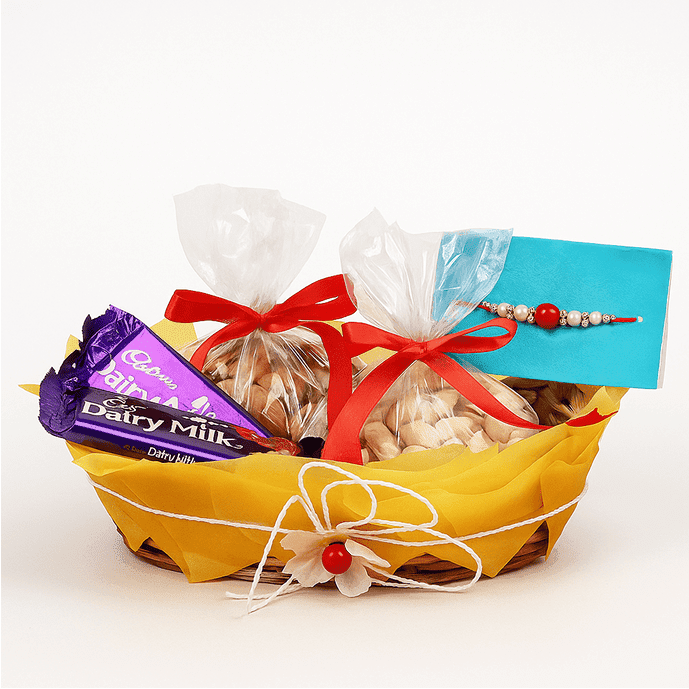 Dry Fruits & Dairy Milk Rakhi Basket