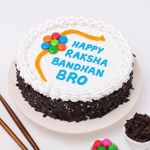 Happy Raksha Bandhan Bro Black Forest Cake