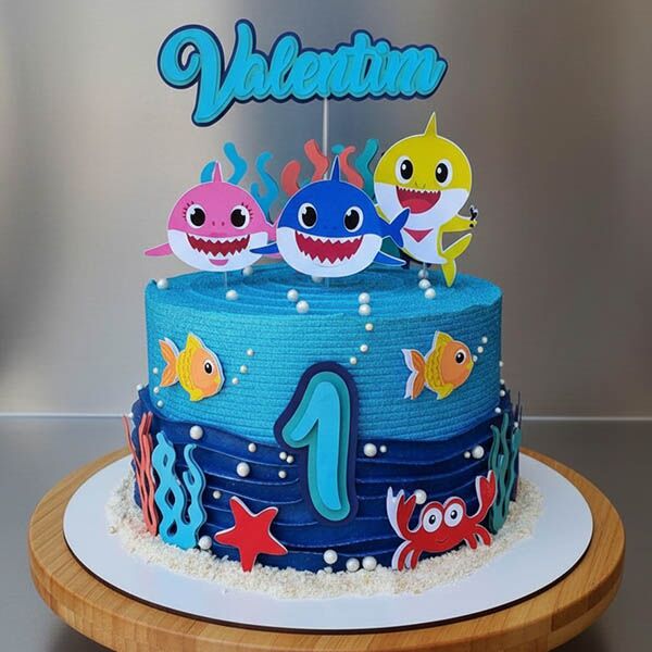 baby shark 1st birthday cake