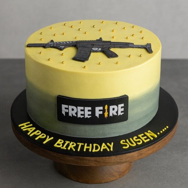 free fire rifle theme cake