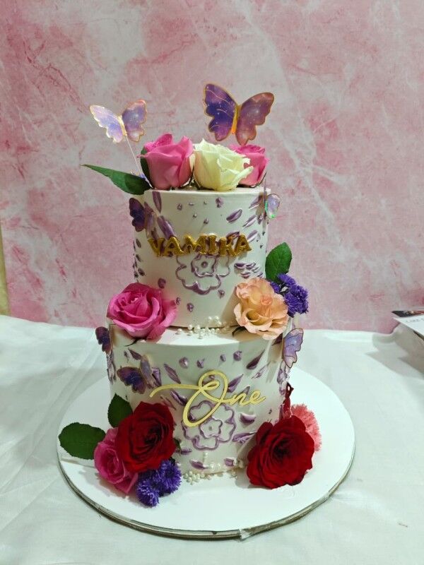 floral fantasy one year cake