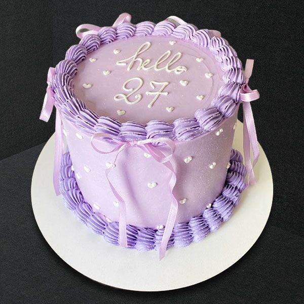 purple ribbon cake