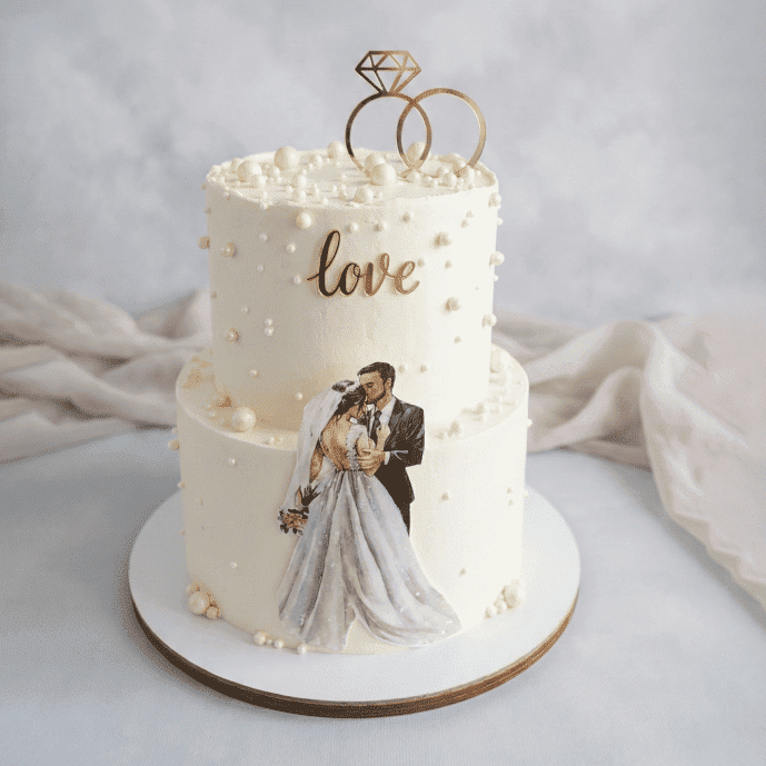 2 tier rings cake for engagement