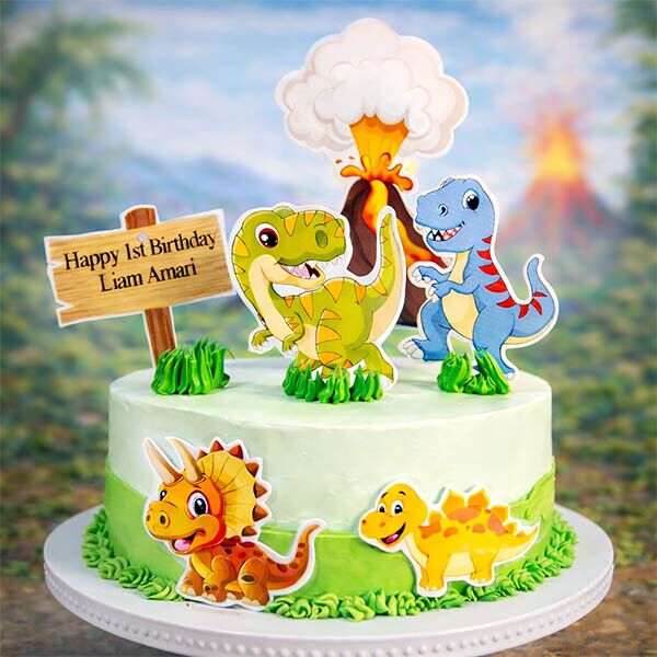 dinosaur jungle birthday cake