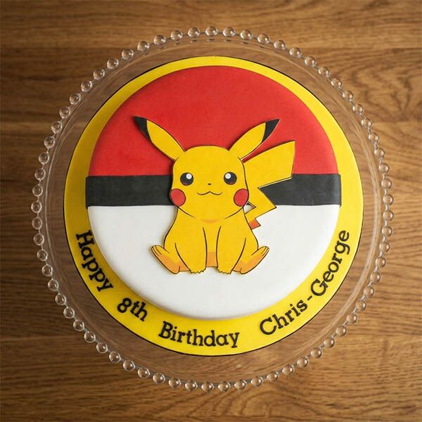 pikachu pokéball theme cake top view