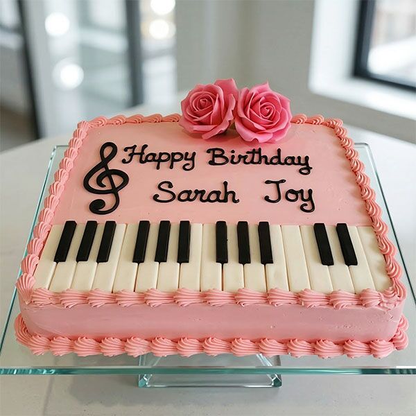 pink harmony keyboard cake
