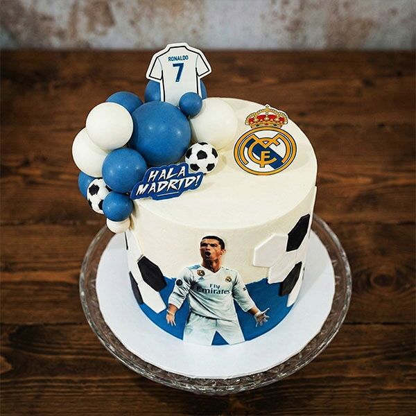 cr7 madrid fan theme cake side view