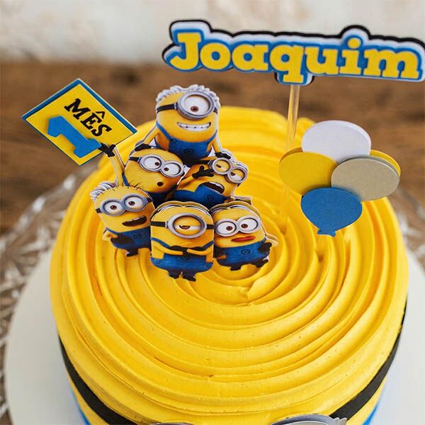 minion gang celebration cake top view